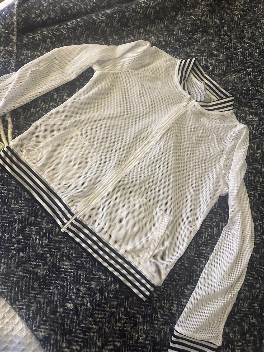 Zella Girl White Mesh Jacket with Black Trim